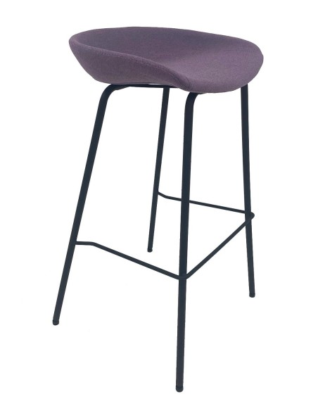 Taburete KIEL, metal, tapizado tejido rosa