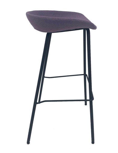 Taburete KIEL, metal, tapizado tejido rosa