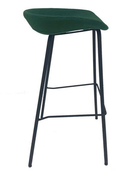 Taburete KIEL, metal, tapizado tejido verde