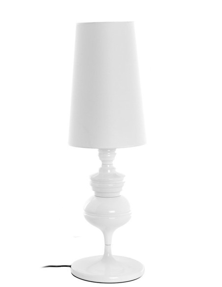 Lámpara LOUVRE, sobremesa, blanca, pantalla blanca