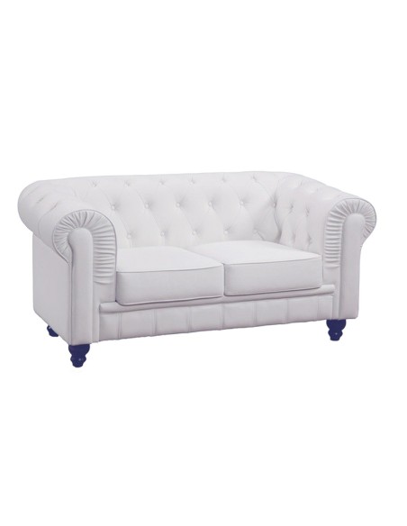 Sofá CHESTER, 2 plazas, similpiel blanca