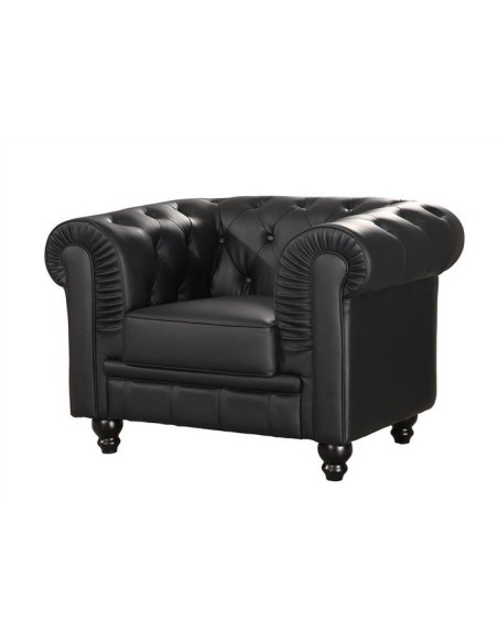 Sillón CHESTER, similpiel negra