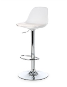 Taburete TOW RG, cromado, polipropileno y cojín blanco