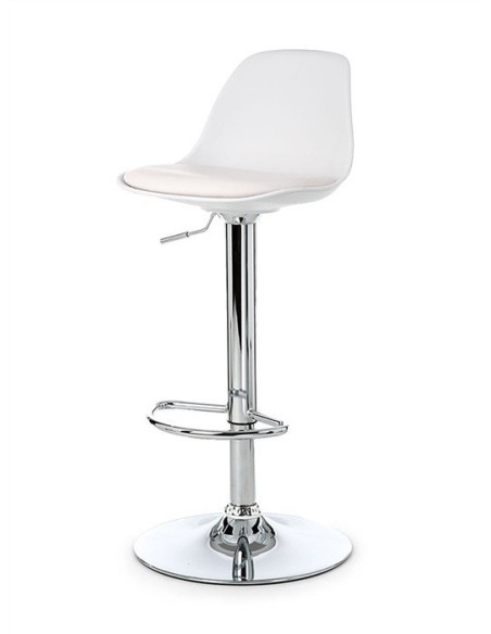 Taburete TOW RG, cromado, polipropileno y cojín blanco