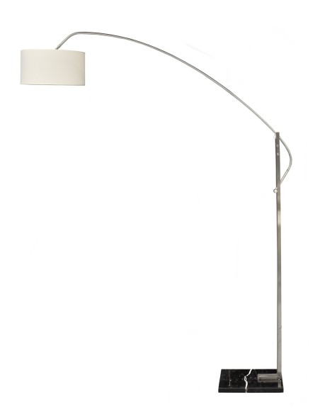 Lámpara OMEGA, pie de salón, cromada, mármol, pantalla blanca