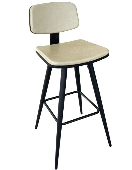 Taburete FASHION, metal, tapizado similpiel beige vintage