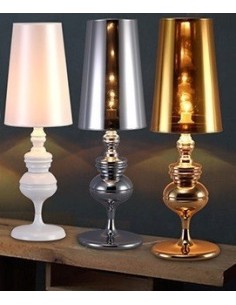 Lámpara LOUVRE PETIT, sobremesa, blanca, pantalla blanca