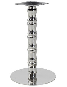 Base de mesa KARNAK, acero inoxidable, acabado espejo, base 45 cms diámetro, altura 72 cms
