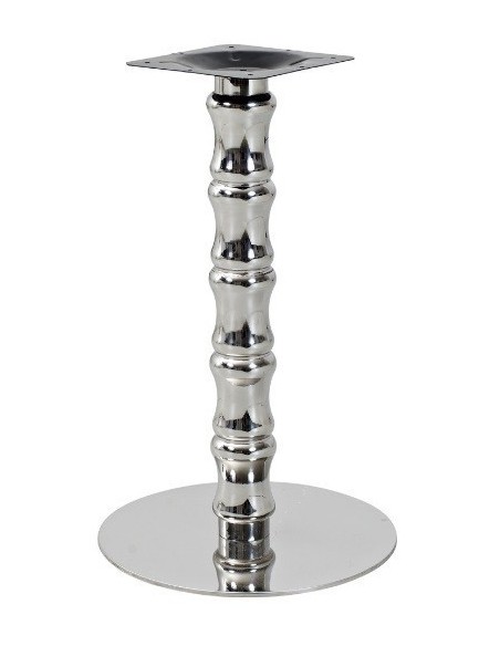 Base de mesa KARNAK, acero inoxidable, acabado espejo, base 45 cms diámetro, altura 72 cms