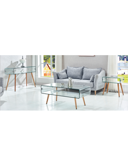 Consola HOLANDA-120TR, madera, cristal, 120x40 cms