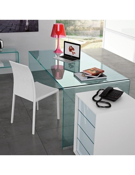 Mesa CONCORD NEW, cristal curvado, 150 x 80 cms