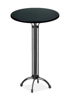 Mesa EIFFEL NEW, alta, aluminio, 4 pies, negra, base de 108 cms y tapa 70 cms. Color a elegir