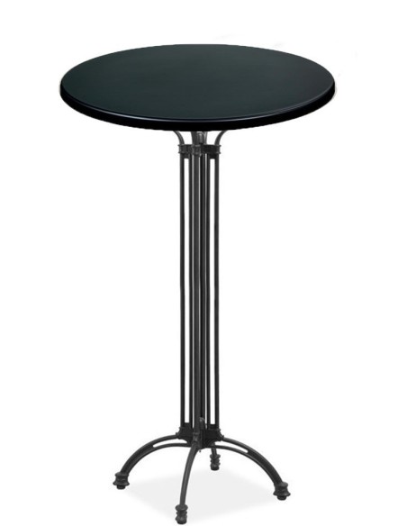 Mesa EIFFEL NEW, alta, aluminio, 4 pies, negra, base de 108 cms y tapa 70 cms. Color a elegir