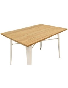 Mesa TOL, acero, blanca, madera, 120x80 cms 2