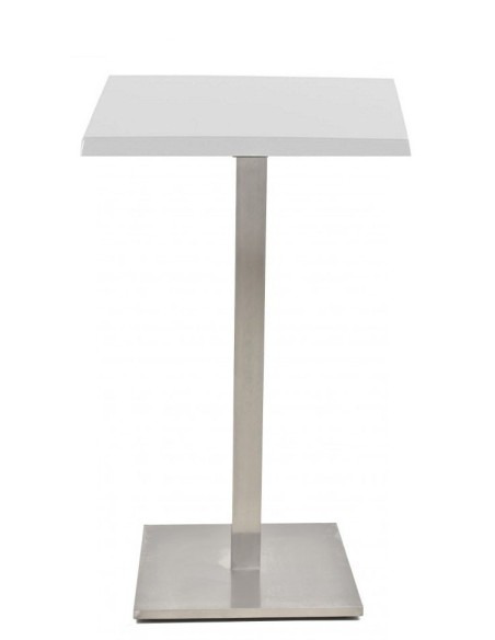 Mesa IPANEMA, alta, acero inoxidable, base de 110 cms y tapa 70 x 70 cms. Color a elegir