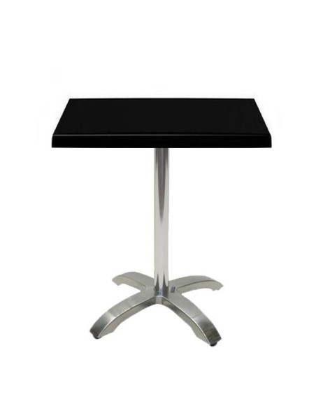 Mesa MILAN, aluminio, 4 radios, base de 72 cms y tapa 60 x 60 cms. Color a elegir