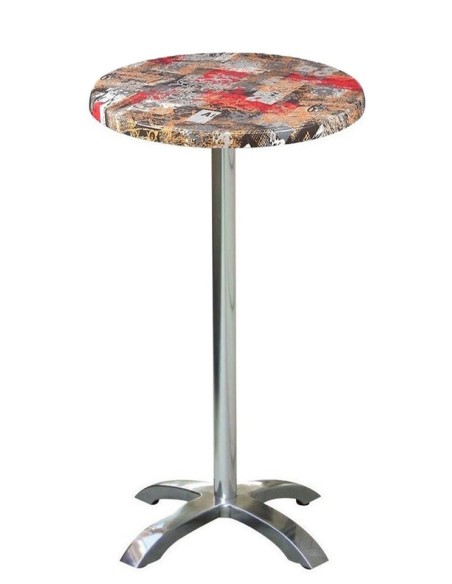 Mesa MILAN, alta, aluminio, 4 radios, base de 110 cms y tapa 70 cms. Color a elegir