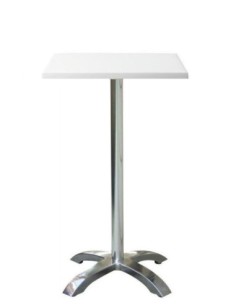Mesa MILAN, alta, aluminio, 4 radios, base de 110 cms y tapa 60 x 60 cms. Color a elegir