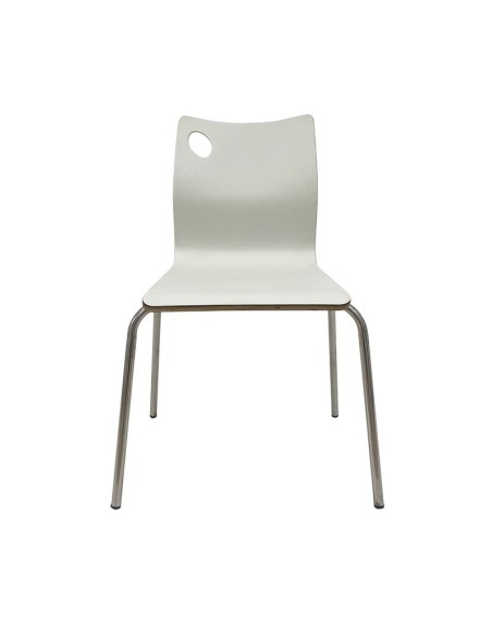 Silla AMELIE, apilable, acero inoxidable, asiento laminado HPL, blanco roto