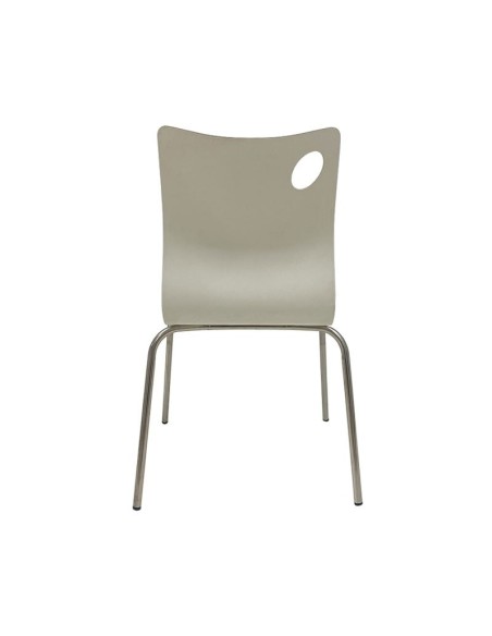 Silla AMELIE, apilable, acero inoxidable, asiento laminado HPL, blanco roto