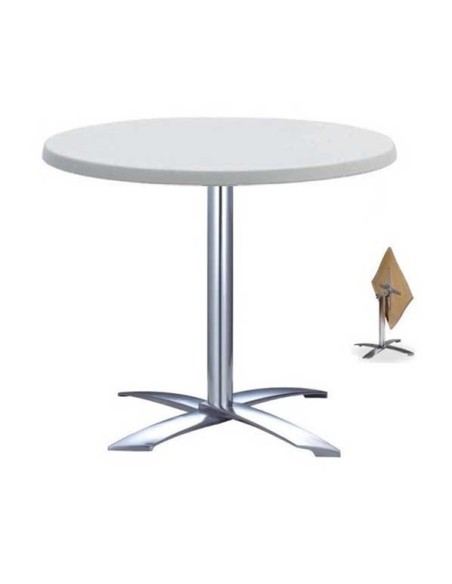 Mesa GATHER, aluminio, abatible, base de 73 cms y tapa 60 cms. Color a elegir