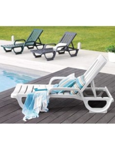 Tumbona MALAGA, reposabrazos, 5 posiciones, apilable, polipropileno antracita 2