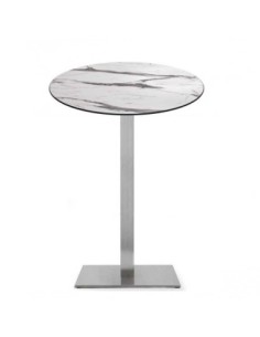 Mesa RHIN, alta, acero inoxidable, base de 110 cms y tapa 70 cms. Color a elegir
