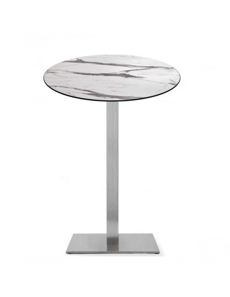 Mesa RHIN, alta, acero inoxidable, base de 110 cms y tapa 70 cms. Color a elegir