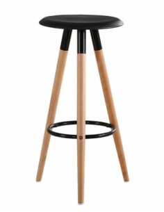 Taburete OTILIO NEW, madera, polipropileno negro