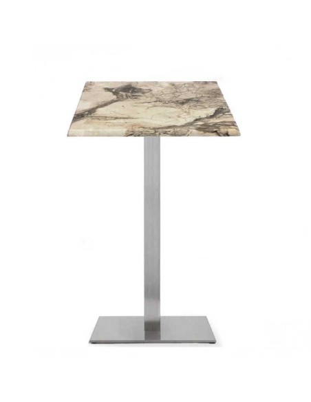 Mesa RHIN, alta, acero inoxidable, base de 110 cms y tapa 60 x 60 cms. Color a elegir