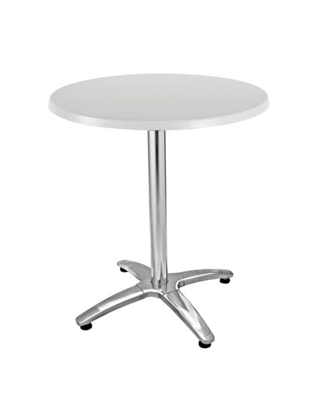 Mesa ROMA, aluminio, 4 radios, base de 72 cms y tapa 60 cms. Color a elegir