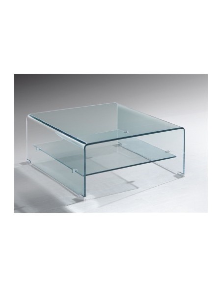 Mesa DREW, baja, cristal curvado, 60x60 cms