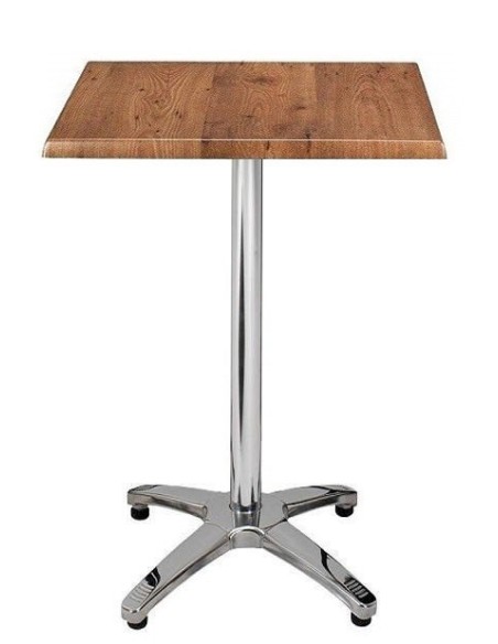 Mesa ROMA, alta, aluminio, 4 radios, base de 112 cms y tapa 70x70 cms. Color a elegir