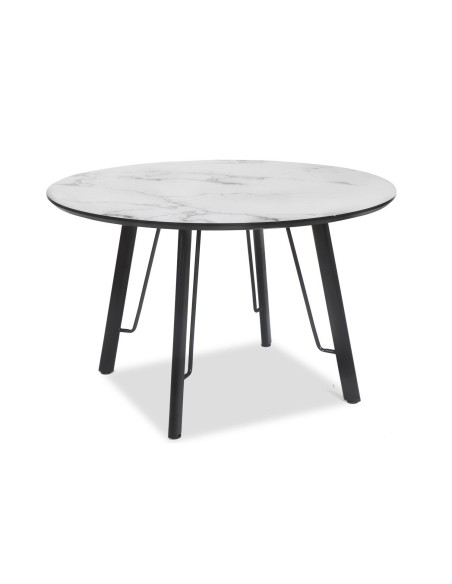 Mesa BIAGIO, metal, tapa DM imitación mármol, 120 cms de diámetro