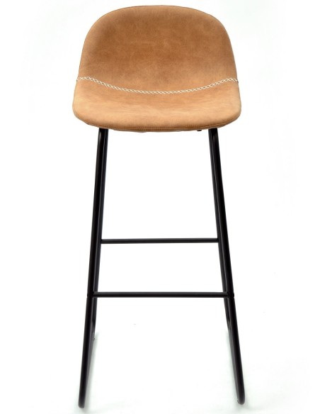 Taburete MOSS NEW, metal, similpiel marrón claro