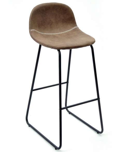 Taburete MOSS NEW, metal, similpiel marrón oscuro