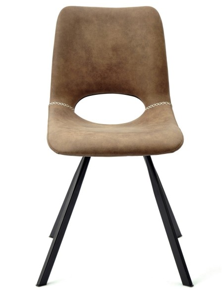 Silla ANTIBES NEW, metal, similpiel marrón oscuro
