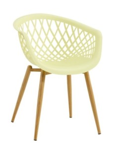 Sillón STRAUSS, metal, polipropileno amarillo pastel