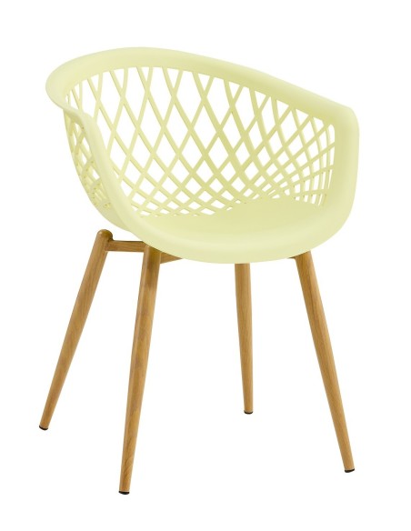 Sillón STRAUSS, metal, polipropileno amarillo pastel