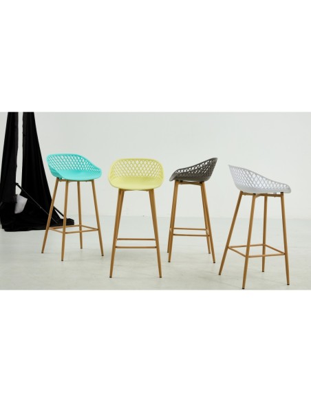 Taburete STRAUSS, metal, polipropileno verde pastel