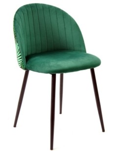 Silla FLORAL, metal, tapizado velvet verde con trasera floral a juego 2