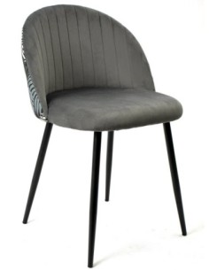 Silla FLORAL, metal, tapizado velvet gris con trasera floral a juego 2