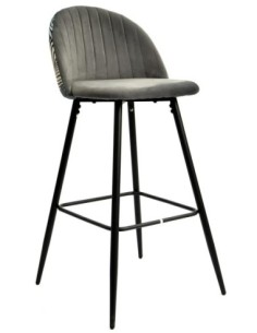 Taburete FLORAL, metal, tapizado velvet gris con trasera floral a juego 2