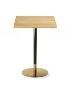 Mesa alta VERSALLES NEW, dorada y negra, base de 110 cms y tapa de 70x70 cms. Color a elegir