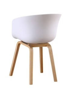 Sillón AWAK, madera curvada, polipropileno blanco 2