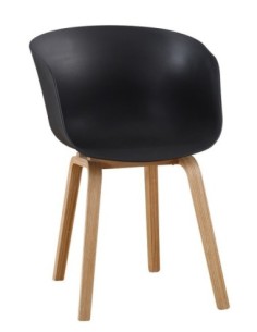 Sillón AWAK, madera curvada, polipropileno negro