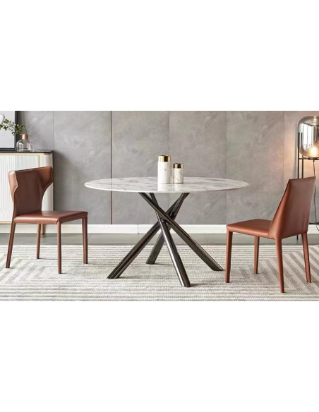 Mesa SAHARA, metal negro, tapa de cristal templado, 120 cms de diámetro