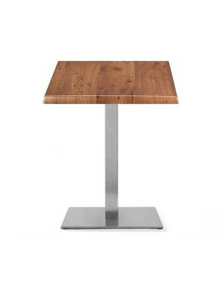 Mesa RHIN, acero inoxidable, base de 73 cms y tapa 60x60 cms. Color a elegir