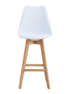 Taburete TORRE (SU), madera, blanco, cojín blanco 2