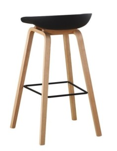 Taburete AWAK (TO), madera curvada, asiento polipropileno negro 2